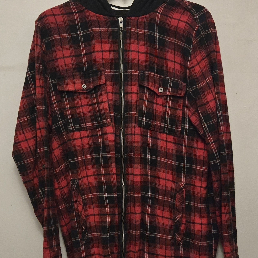 BE COOL Red and Black Plaid Men's Jacket